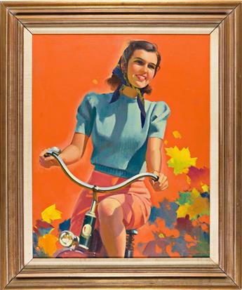 FREDERICK SANDS BRUNNER (1886-1964) Autumn Bicycle Ride.  [THIS WEEK MAGAZINE / COVER ART]